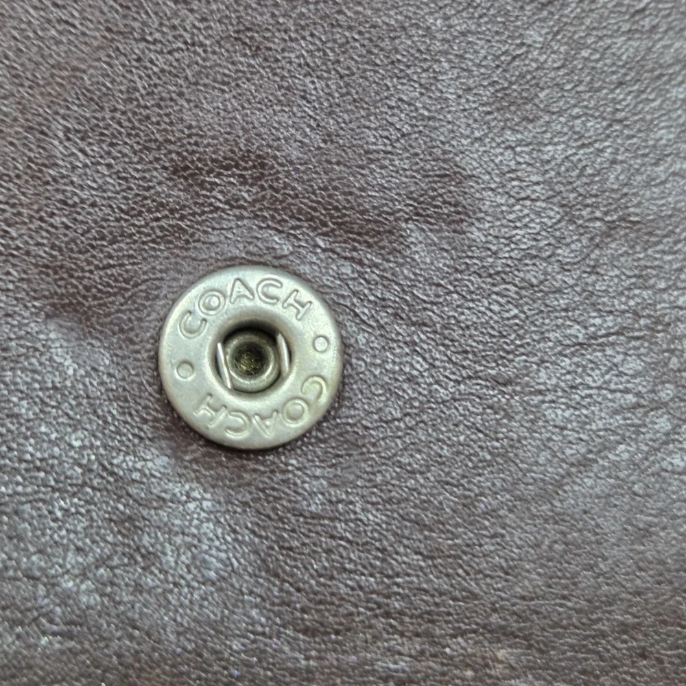 VTG Coach Wallet Brown Leather Change Coin Purse 5"X3" Zip Snap Key Ring 6 Slots - Picture 3 of 8